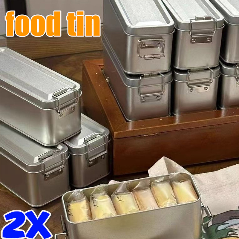 ชากาแฟเครื่องประดับภาชนะปิดผนึกอเนกประสงค์สากล-กล่องจานดีบุกสี่เหลี่ยมสีเงินพร้อมฝาปิด