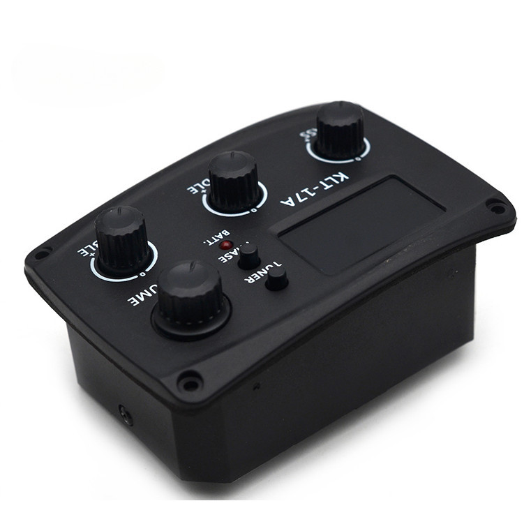 10pcs KLT-17A กีตาร์ EQ Preamp 70*48 มม.ดิจิตอล Procedding Tuner 3 Band EQ Equalizer พร้อมจูนเนอร์กี