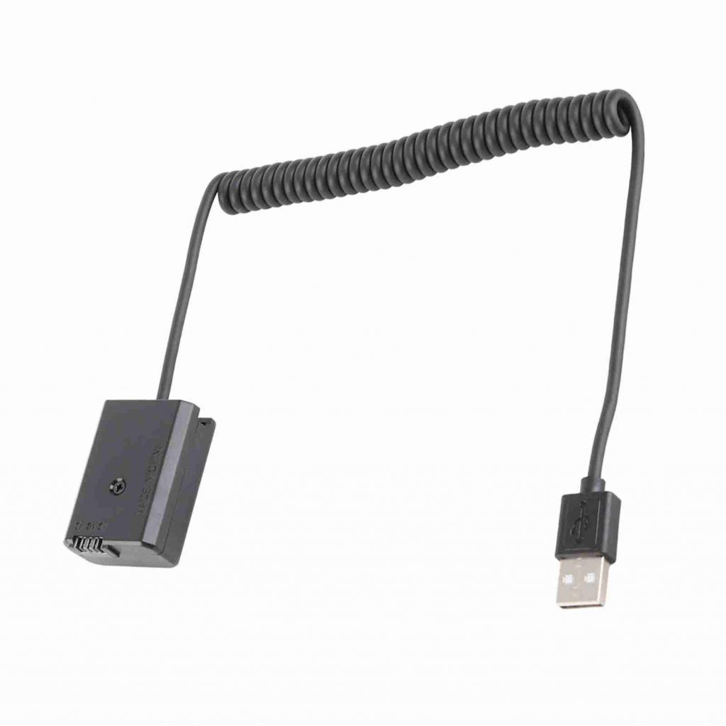 Mallcenter1he-th-sip-tw Andoer NP-FW50 Dummy แบตเตอรี่อะแดปเตอร์ 5V USB พร้อมสายสปริงแบบยืดหยุ่นใช้ง