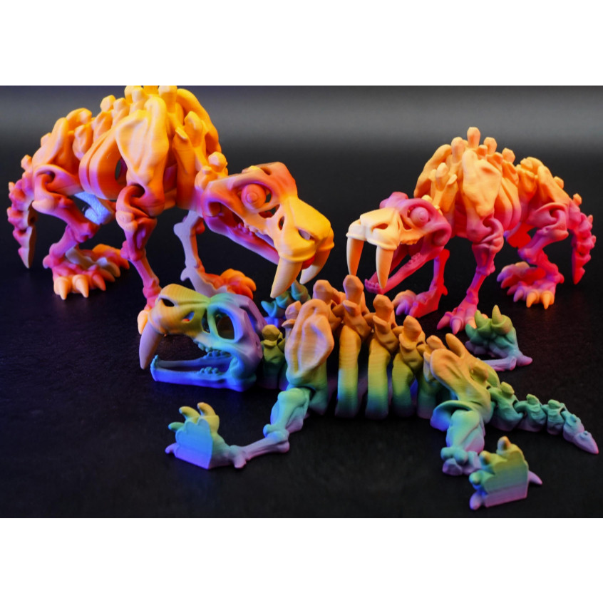 Cuero Toy Skeleton Saber Tooth Tiger Articulated Ancient Tiger