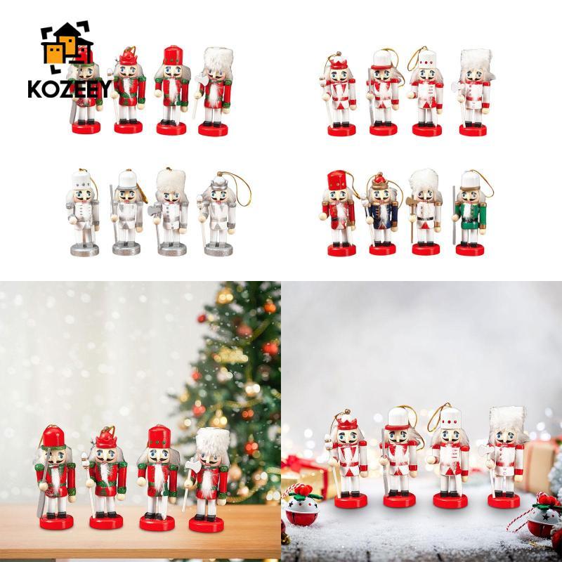 KOZEEY ไม้ Nutcracker ตุ๊กตาคริสต์มาส Nutcracker เครื่องประดับ 10 ซม.ของสะสมหุ่นมินิรูปสําหรับงานแต่งงานงานแต่งงานในร่มโปรดปราน