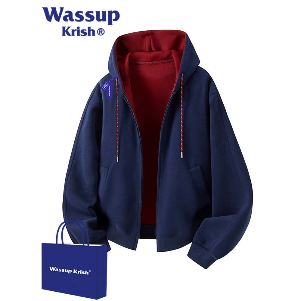 WASSUP KRISH สไตล์อเมริกัน Ruffian หล่อ Contrast สีเสื้อสเวตเตอร์ถักผู้ชายฤดูใบไม้ผลิฤดูใบไม้ร่วง 20