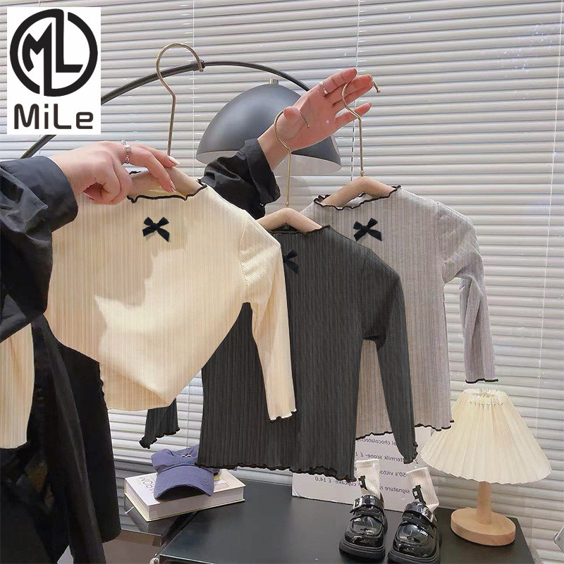 เสื้อแขนยาวโบว์สำหรับเด็กทารก ขนาด 90-130 ซม. สไตล์ใหม่ สำหรับฤดูใบไม้ผลิและใบไม้ร่วง