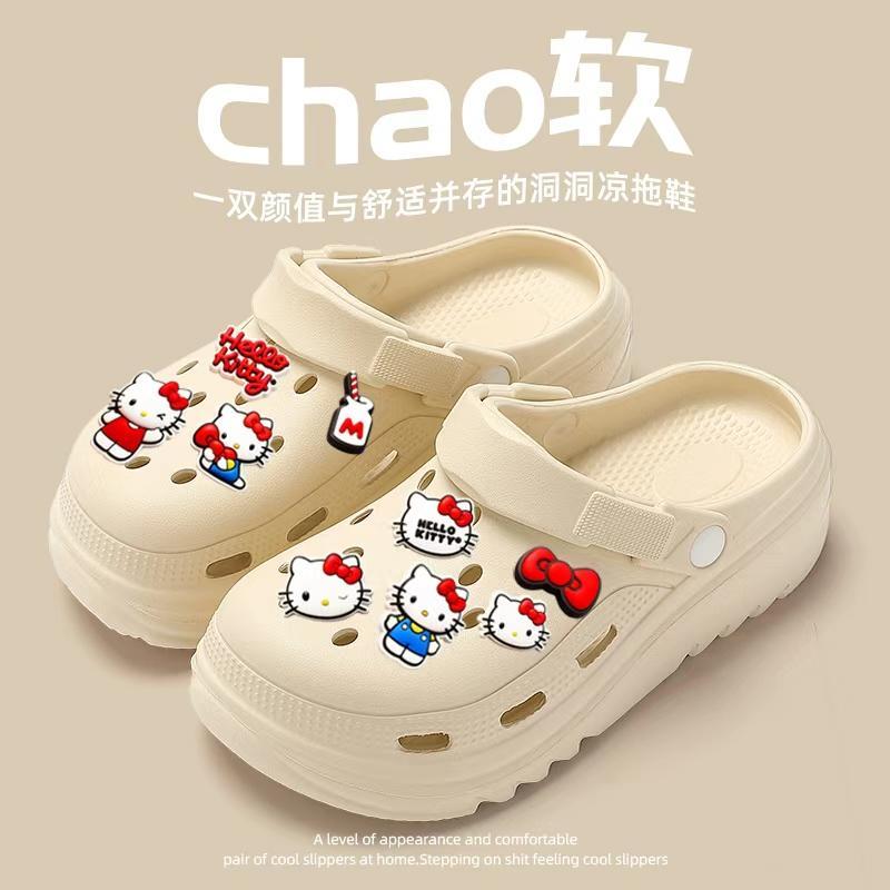 รองเท้าแตะหัวโต พื้นนิ่มกันลื่น กันน้ำ ทำความสะอาดง่าย ดีไซน์แฟชั่น พร้อมสติ๊กเกอร์รองเท้า เหมาะสำหรับมาสูบายและลาย