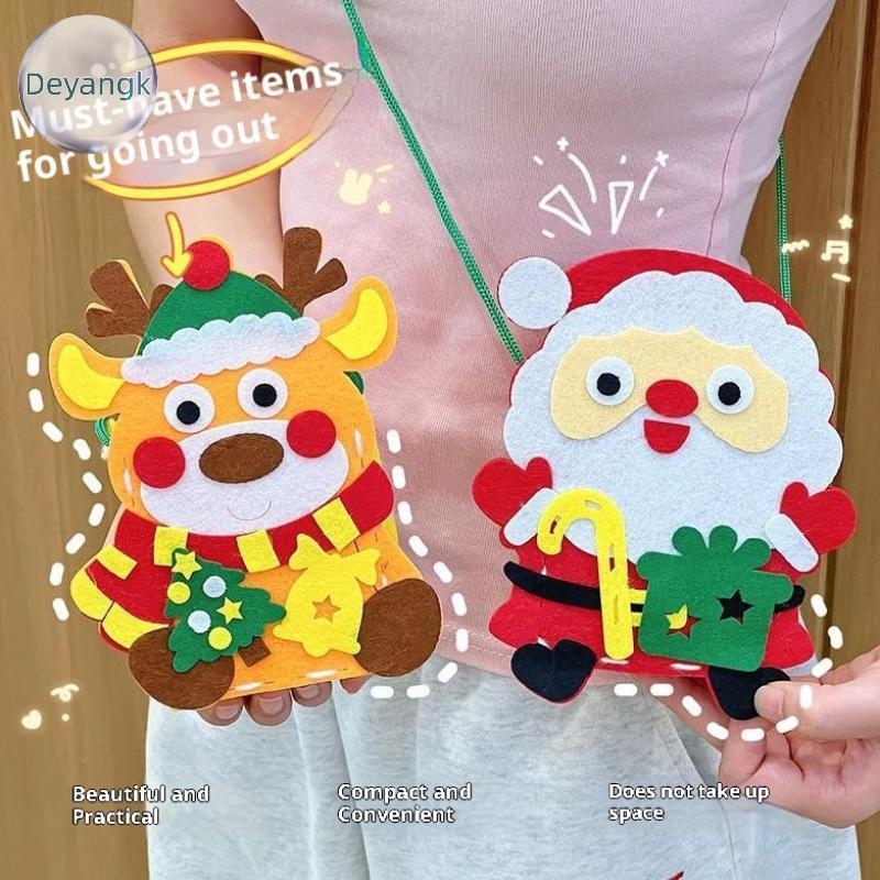 ธีมคริสต์มาส Deyangk กระเป๋าสะพายและถือ งานฝีมือสร้างสรรค์ศิลปะสำหรับเด็ก