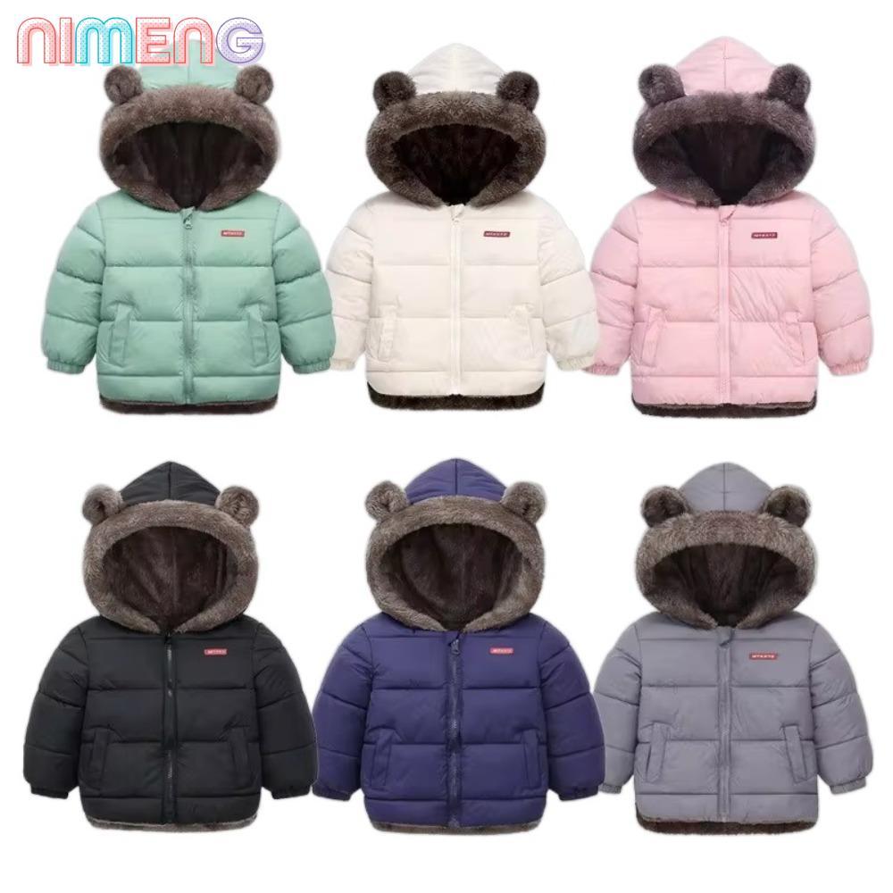 นิเมง ฤดูใบไม้ร่วงฤดูหนาวข้นแจ็คเก็ต,สีทึบแคชเมียร์เด็กเสื้อ,2024ผ้าฝ้ายขนแกะที่อบอุ่นแจ็คเก็ตคลุมด้วยผ้าสําหรับ1-6ปี