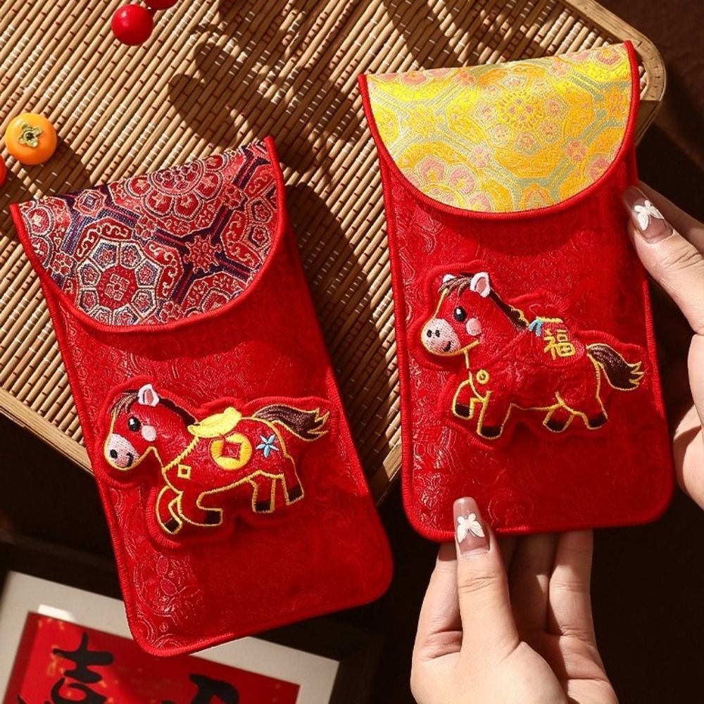 JEWE Good Lucky Money Bag,การ์ตูนผ้าแบบดั้งเดิมซองจดหมายสีแดง,แพ็คเก็ตสีแดงความปรารถนาที่ดีที่สุดสไตล์จีน 2026 ปีซองจดหมายสีแดงของขวัญม้าซองของขวัญแต่งงาน - รูปที่ 4
