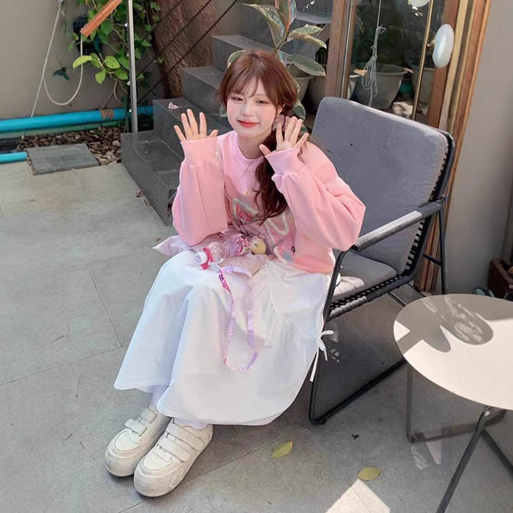 VENGGU สินค้าใหม่เกาหลี Soft Girl Pink Bow Sweatshirt Thailand Southern Hot Sale Gentle Sweet Girl High-Quality Age-Reduction Long-Sleeved Top ราคา ถูกที่สุด ดีลบีเคเค แกลเลอรีภาพที่ 4