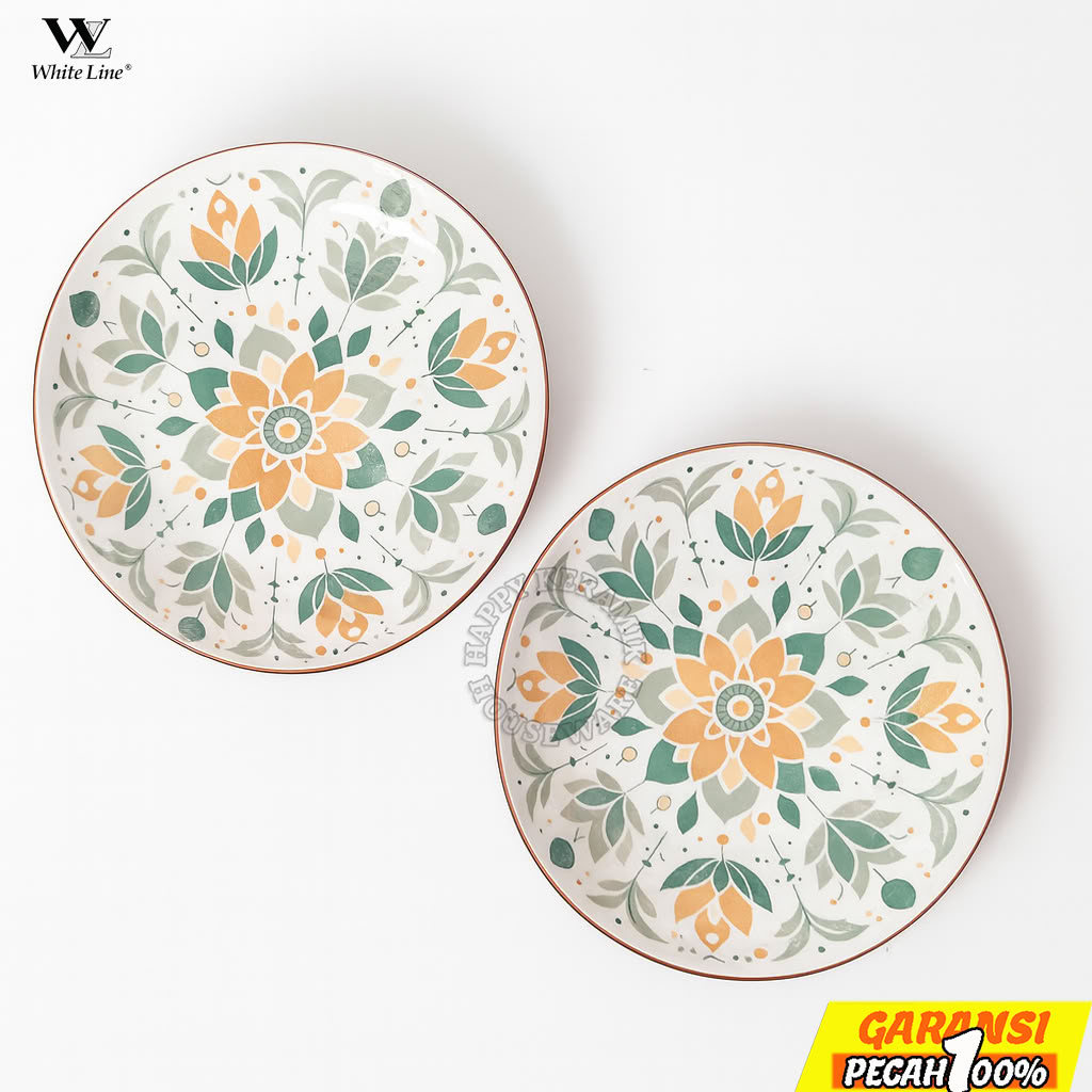 WHITELINE [1PC] SOFFY 8in Ceramic Plate Deep Plate Aesthetic Ceramic Plate 20cm