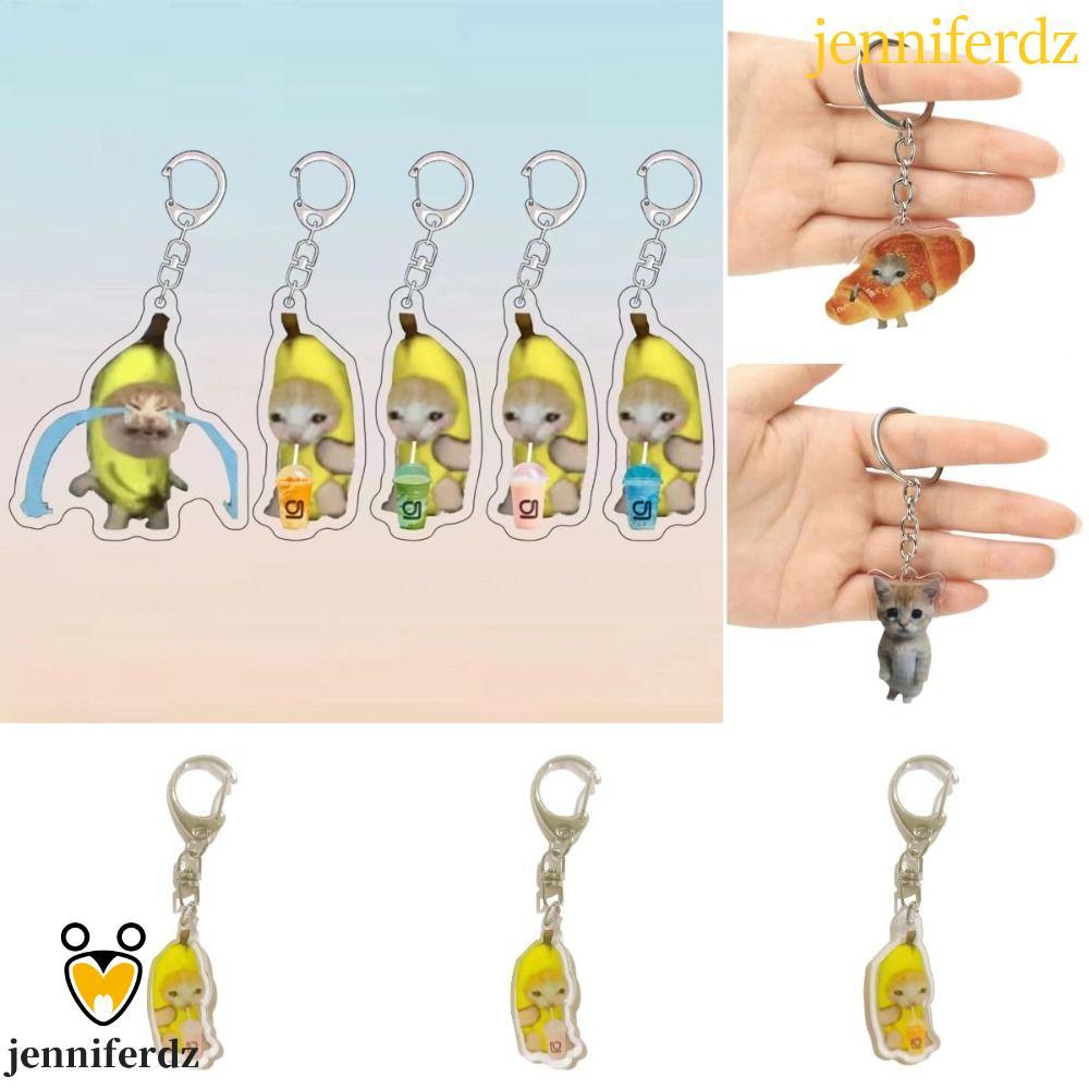 JENNIFERDZ Happy Banana Cat พวงกุญแจ, Banana Cat กระเป๋าเป้สะพายหลัง Charm Banana Cat ห่วงโซ่โทรศัพท