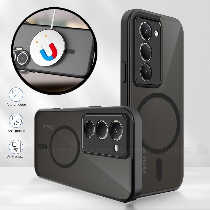 กันกระแทก Matte เคสโทรศัพท์สําหรับ Redmi 15 Redmi15 5G แม่เหล็กไร้สายชาร์จแหวนปลอก hp Xiaomi Redmy 15 2025 4G กรอบ TPU นุ่ม Frosted Hard PC ฝาหลัง