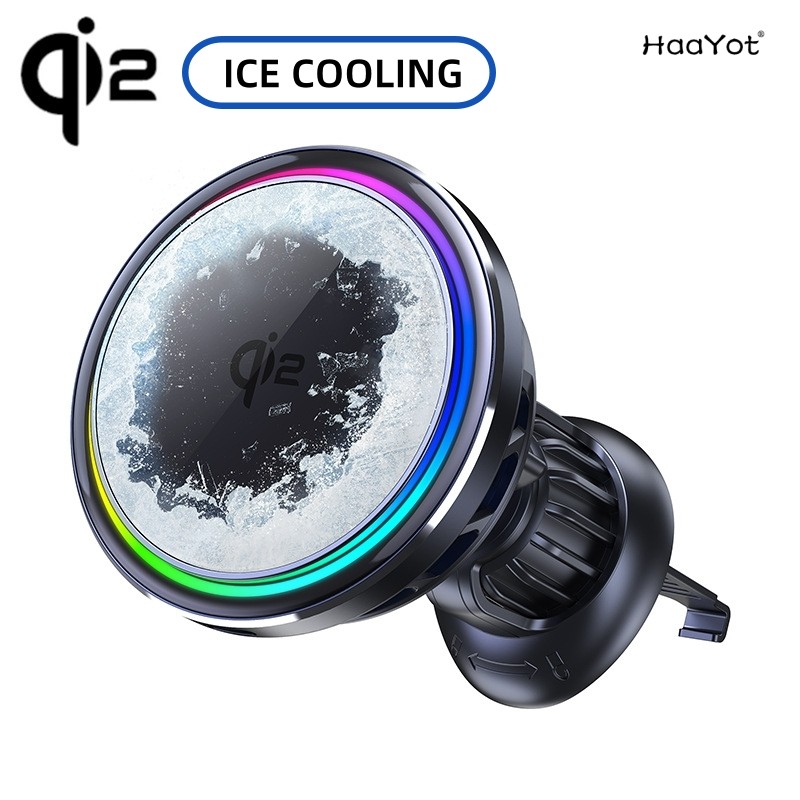 HaaYot QI2 25W Ice Cooling Magnetic Wireless Car Charger ที่วางโทรศัพท์ Fast Air Vent ขาตั้งโทรศัพท์สําหรับ Iphone 14 15 16 17 Pro Max Galaxy S26/25 Ultra