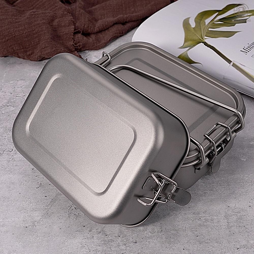 Camping Bento Box Titanium Bento Box Outdoor 800ml Lunch Box Rectangle Food Storage Container