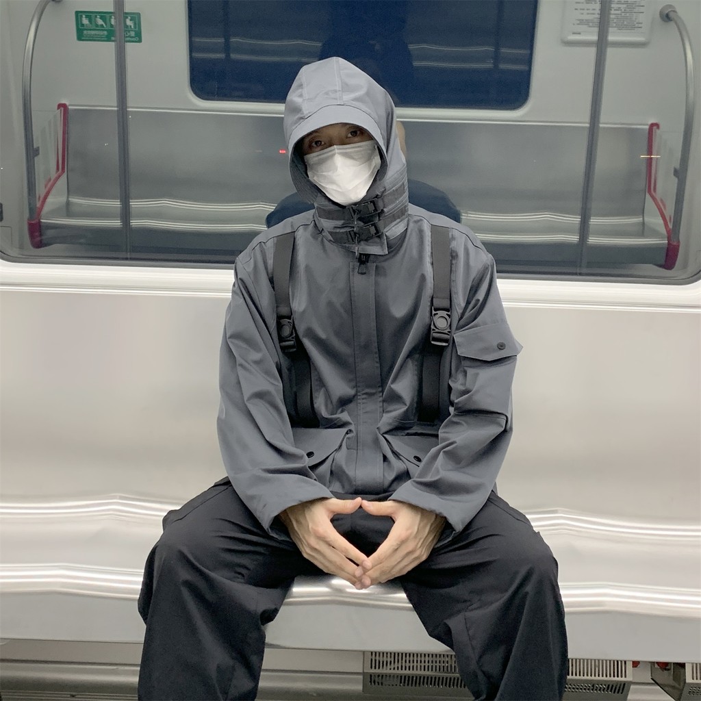 Vintage American Jacket เสื้อแจ็คเก็ตผู้ชายครึ่งคอเต่า Functional สไตล์ Overalls Jacket ญี่ปุ่น city