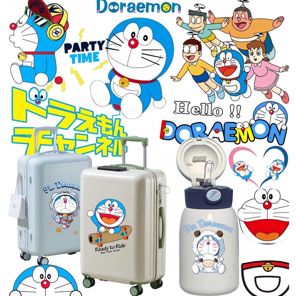 สติ๊กเกอร์คริสตัลโดราเอมอน ยูวี โอนย้าย สําหรับโลโก้บนถ้วย, กล่องข้าว, เคสโทรศัพท์, กระเป๋าเดินทาง, และสติกเกอร์ใสแบบฉีกตกแต่ง