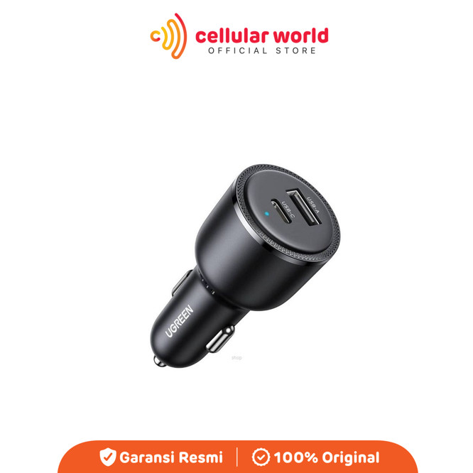 Ugreen 35023 Car Charger Fast Charging 63W USB Type C และ USB A QC 3.0 - สีดํา [การรับประกันอย่างเป็