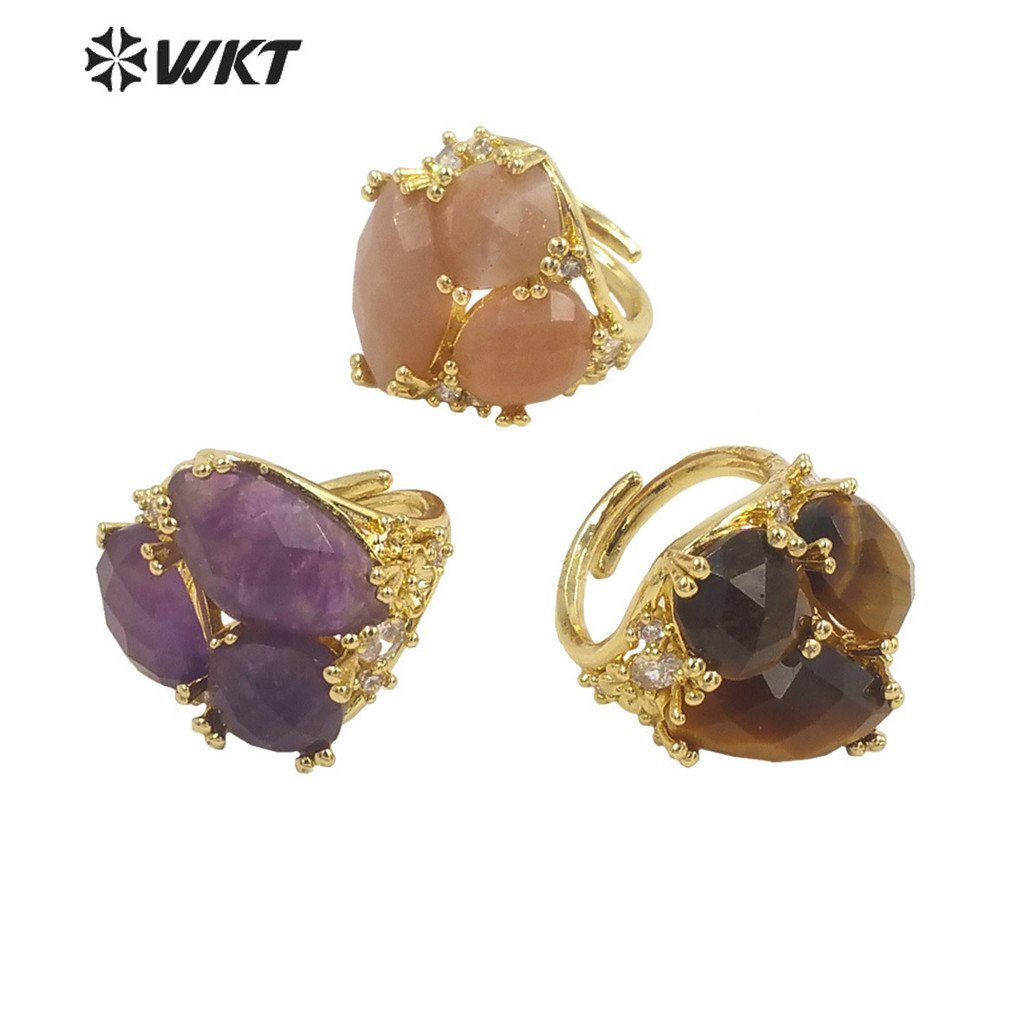 Classy 3WT-R448 การออกแบบหินหินธรรมชาติ High-End Personal Live แหวนหินฝัง Micro-Inlaid WR21