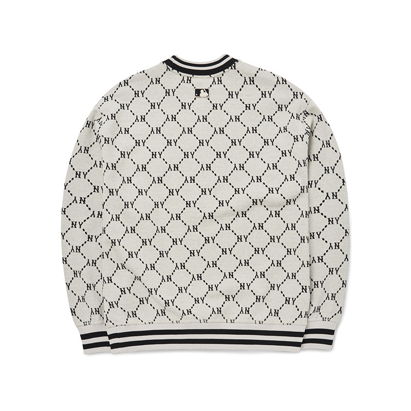 เกาหลีของแท้ MLB Diamond Presbyopia Full Bid NY เสื้อกันหนาว Retro รอบคอ 2022 ฤดูใบไม้ร่วงใหม่สไตล์ผ