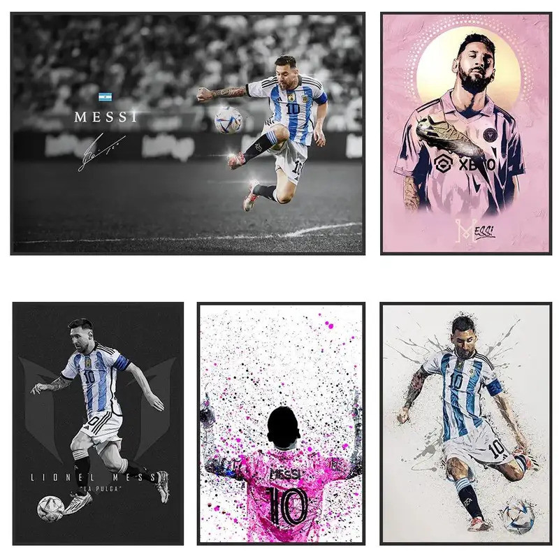 ฟุตบอล Legends Messi Ronaldo โปสเตอร์ Wall Art Unframed ตกแต่งห้องสําหรับแฟนฟุตบอลตกแต่งบ้านสําหรับผ