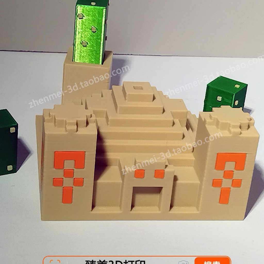Spot Goods#Minecraft Desert Pyramid Temple3d Printed Model Toy Ornaments MC Game Peripheral Birthday