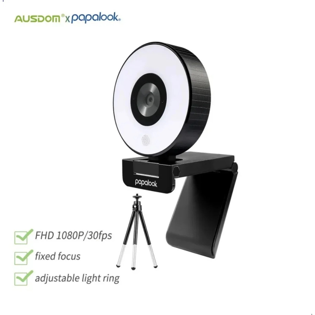 He-ausdom Pa552 กล้องเว็บ Hd 1080p พร้อมไมโครโฟนปรับไฟ Led ขาตั้งกล้องเว็บแคมออกแบบสําหรับสตรีมมิ่ง 