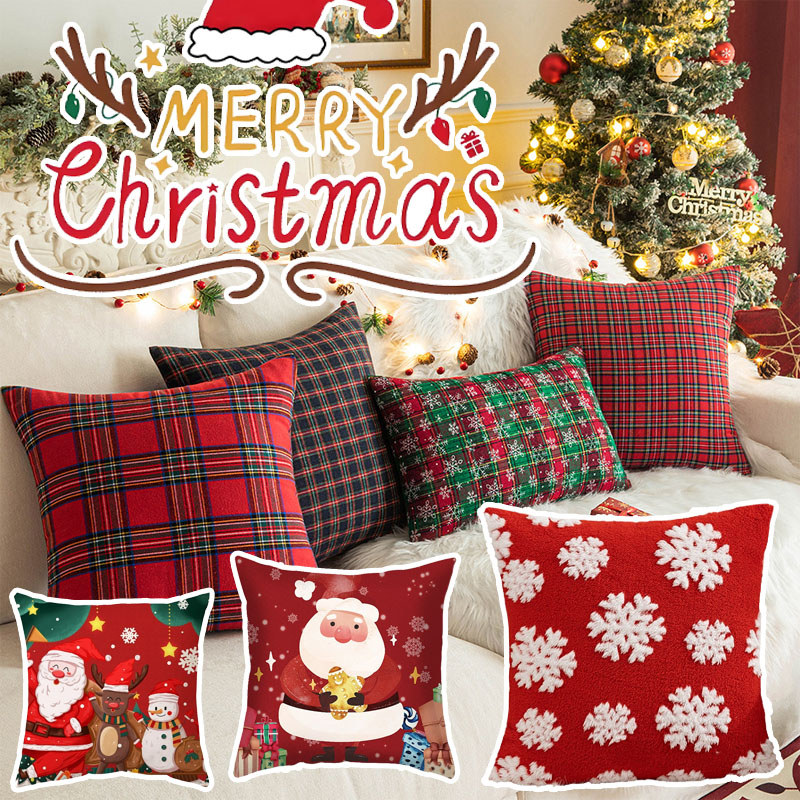 <พร้อมส่ง>ปลอกหมอน 45x45ซม ปลอกหมอนอิง ตกแต่งคริสต์มาส องประดับปลอกหมอน Xmas Decor ตกแต่งห้องนอน