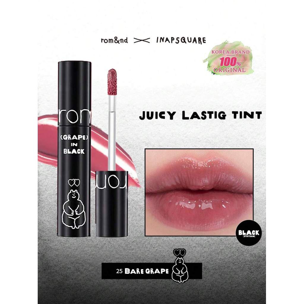 Rom&nd Juicy Lasting Tint 25 Bare Grape, 5.5g / 0.2 Oz, Romand Liquid Lipstick, Juicy & Glossy Finis