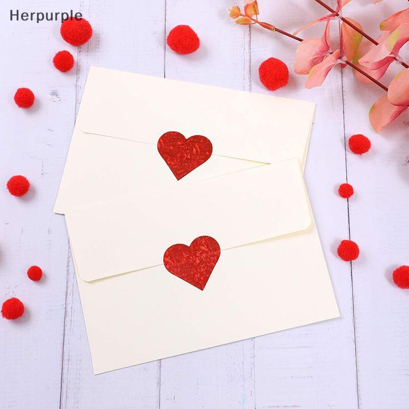 Herpurple 500 ชิ้น/ม้วนสติ๊กเกอร์รูปหัวใจวันวาเลนไทน์สติ๊กเกอร์ขอบคุณ TH