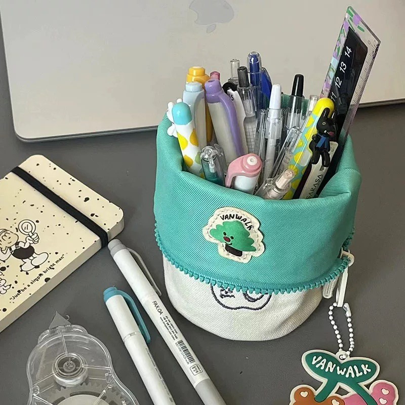 MUKUKU กระเป๋าเครื่องเขียนพกพา ผ้าคอตตอนลายน่ารัก ใช้ใส่ดินสอหรือเครื่องสำอางได้ - รูปที่ 2