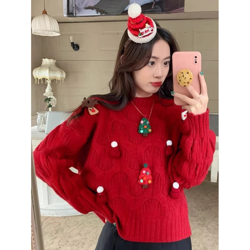 MERAH Verve ตู้เสื้อผ้า Verve เสื้อกันหนาวสีแดงสําหรับผู้หญิงฤดูใบไม้ร่วงและฤดูหนาวสั้นและหนาเสื้อคร