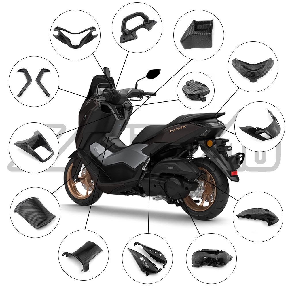 แพ็คเกจฝาครอบคาร์บอน Nmax New Turbo Cvt Cover Exhaust Filterหม้อน้ํา Fin Body Side Chin List U Front Shield ลิ้นชักซ้าย Ducktail Bottom Stop Tank Cover Speedometer Kilometer Dashbor กุญแจจุดระเบิด รายการลิ้นชักคาร์บอน