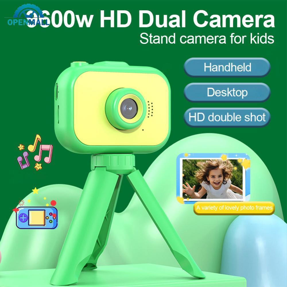 OPENMALL 1080P เด็ก Dual เลนส์กล้องดิจิตอล 2.0 นิ้วหน้าจอ IPS 180 เลนส์หมุนได้พร้อมสายคล้องคอขาตั้งก