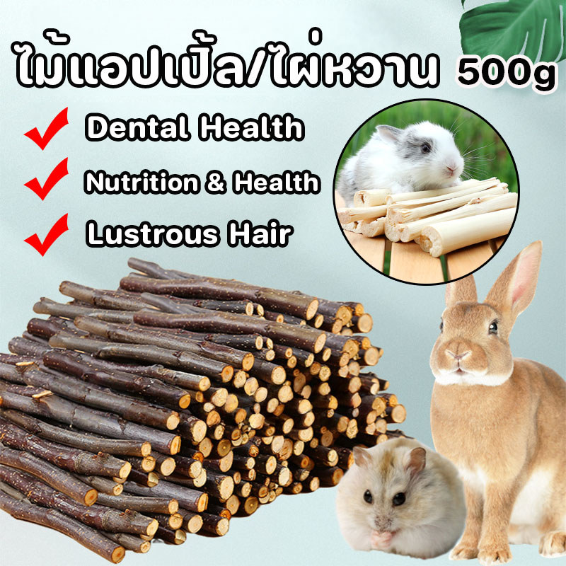 ไม้แอปเปิ้ล ไม้ลับฟันสัตว์เลี้ยง ไผ่หวาน 500g สำหรับสัตว์ฟันแทะ กระต่าย ชินชิล่า แฮมสเตอร์