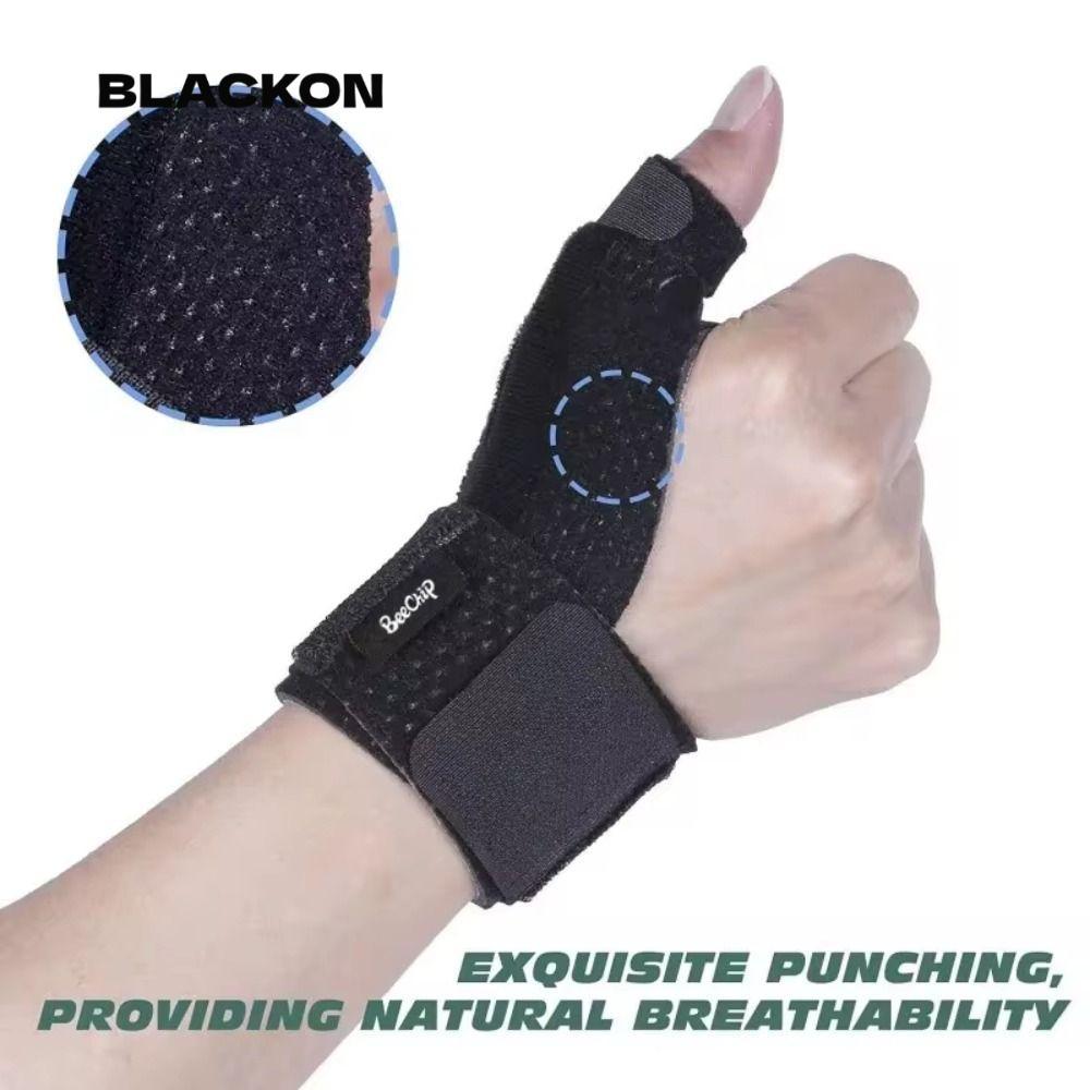 กระต่ายข้อมือ SBR ปรับได้ สำหรับนิ้วโป้ง สีดำ สายรัดข้อมือสำหรับกีฬาและฟิตเนส