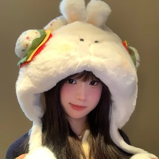 NEW หมวกการ์ตูน หมวกตุ๊กตาฤดูหนาว หมวกไหมพรม วัสดุขนปุย น่ารัก กันลม อบอุ่นป้องกันหู เหมาะสำหรับฤดูหนาว