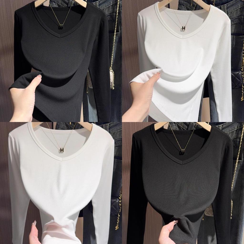 การจัดส่งสินค้าในกรุงเทพฯ เสื้อผู้หญิง เสื้อผ้าพลังขวา ใบเสื้อแบบวีคอล์ยาวแขน มีหลายไซซ์ให้เลือก เสื้อยืดผู้หญิงน่ารักๆ