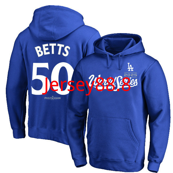 ผู้ชายฤดูใบไม้ร่วงฤดูหนาว Dodgers 2025 Union Championship Sweatshirt Hoodie No. 50 เบ็ตต์ เสื้อกันหน