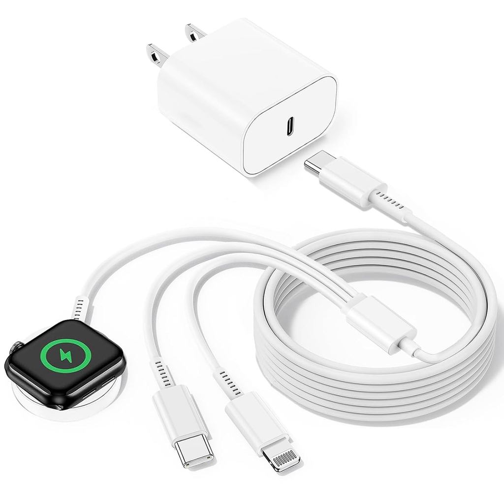 เครื่องชาร์จหลายตัวสําหรับเครื่องชาร์จ Apple Watch/iPhone 16 Charge/อุปกรณ์หลาย, สายชาร์จเดินทาง 3 i