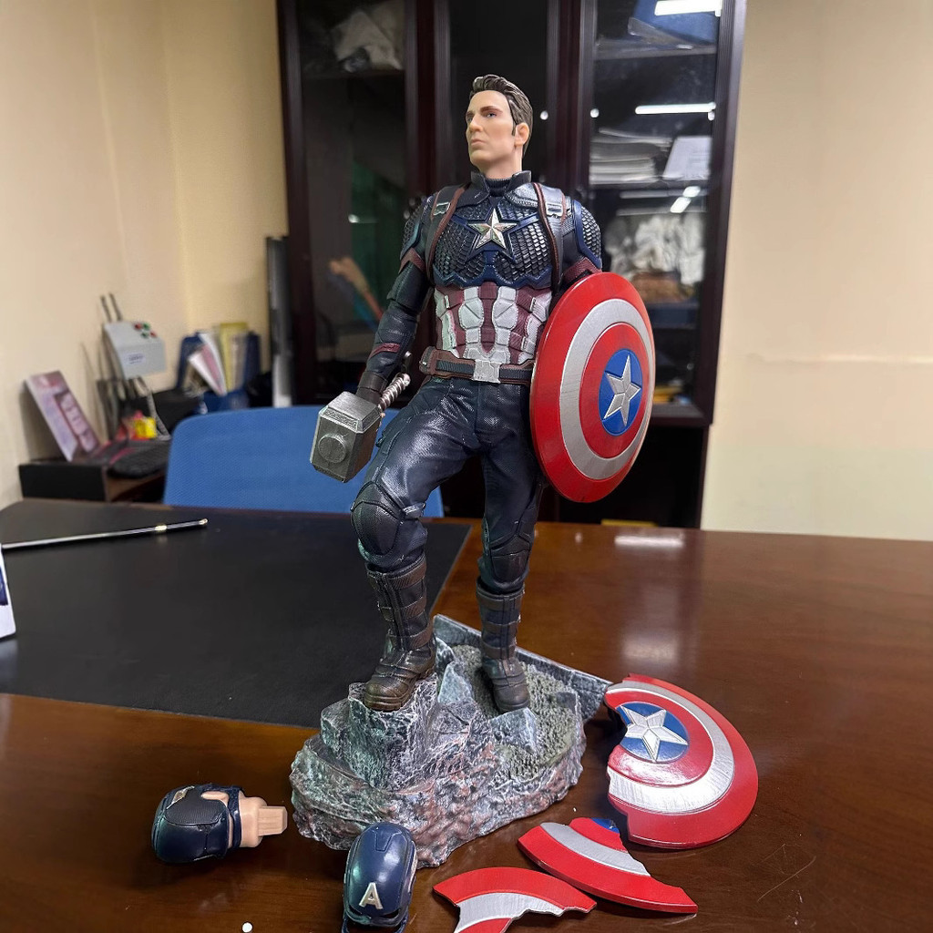 In Stock Captain America Figure Avengers Alliance4Marvel Figurine Double-Headed Statue40cm+Replacement Hand Figurine Model