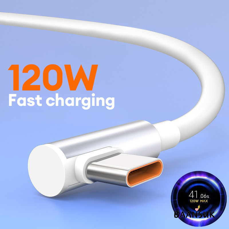 สายชาร์จข้อมูลหัวโค้ง 120W/67W ชาร์จเร็ว ทนทาน-BAK