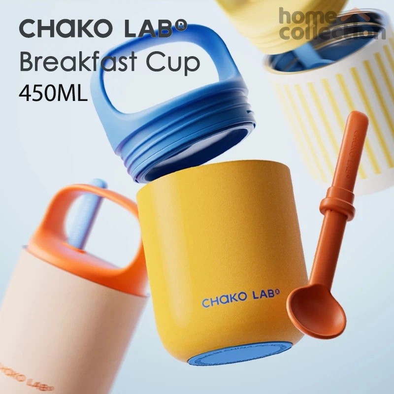 Chakolab Breakfast Cup แก้วอาหารเช้าพกพาสะดวกและมีสไตล์พร้อมฝาปิดและช้อน เหมาะสำหรับโยเกิร์ตและข้าวโอ๊ต
