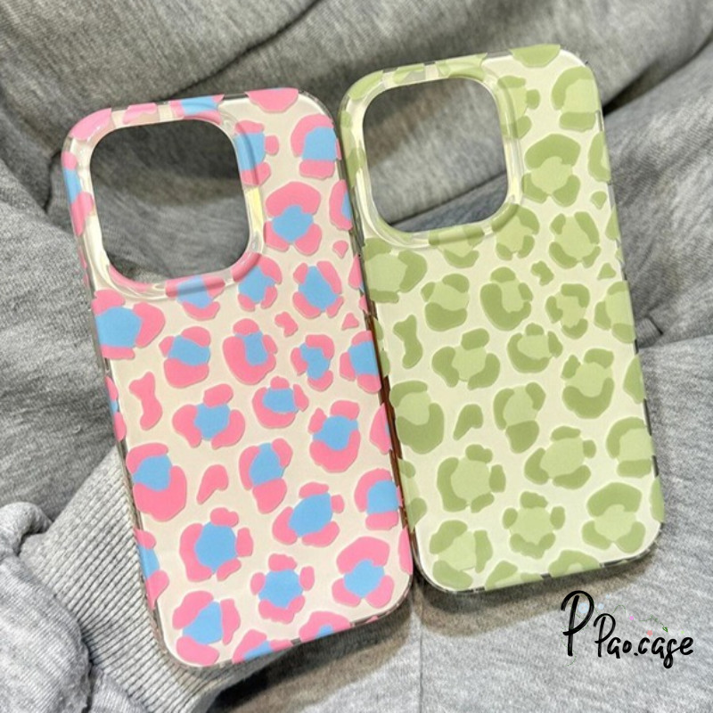 เคสไอโฟน17 13 สำหรับIPhone 15 17 Air 16 11 14 12 13 Pro Max 15 14 16 Plus ผู้หญิงหัวใจใหม่ imd สีชมพูสีเขียวลายเสือดาว