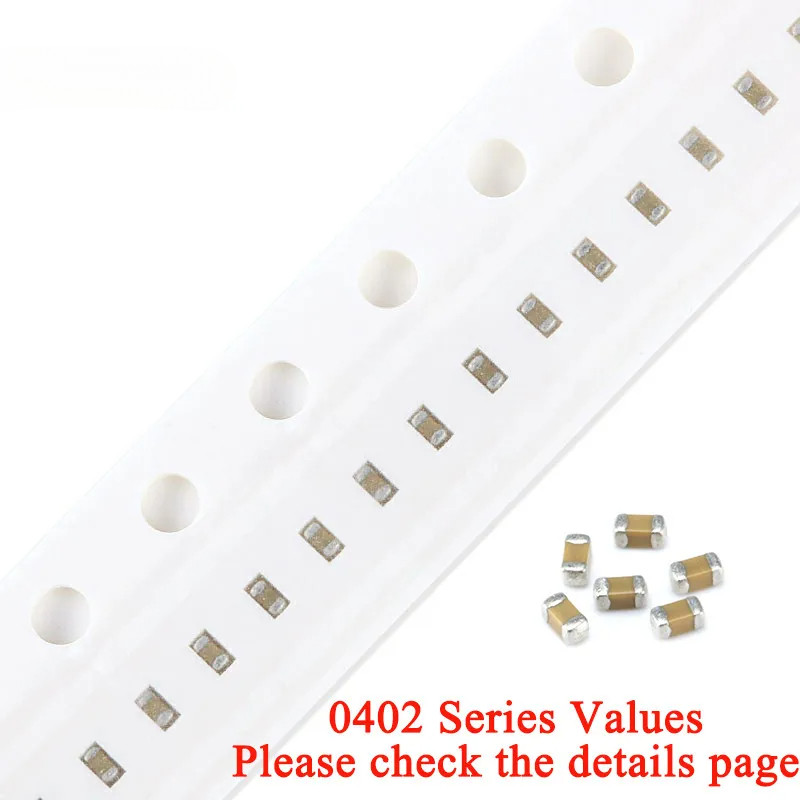 100pcs 0402 SMD ชิป Multilayer ตัวเก็บประจุเซรามิค 0.5pF - 10uF 10pF 100pF 1nF 10nF 15nF 100nF 0.1uF