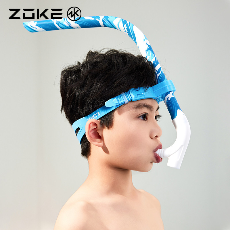 ZOKE เด็กว่ายน้ํา Snorkel Freestyle Breaststroke การฝึกอบรมเปียก Snorkel สําหรับหายใจง่ายเหมาะสําหรั