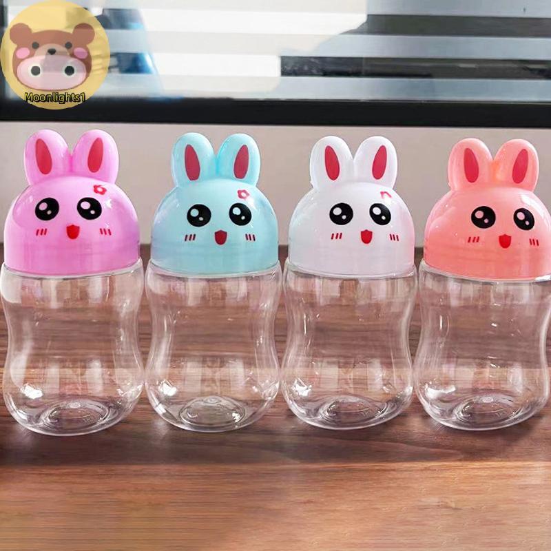 Moonlights1 1PCS การ์ตูนกระต่ายขวดพลาสติกสัตว์เลี้ยงโปร่งใสขวดขนมเกรดอาหารสีสุ่ม EN