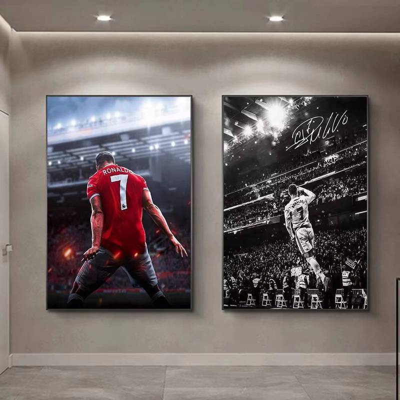 วินเทจ , ผนังศิลปะ, โปรตุเกส ซุปเปอร์สตาร์ CR7, ความละเอียดสูง พิมพ์ผ้าใบโปสเตอร์, ห้องนั่งเล่นในบ้า