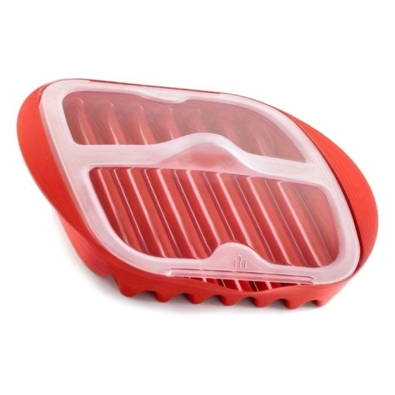 GROUP ถาดเบคอนไมโครเวฟพร้อมฝาปิดสาดน้ํา PP กระทะหม้อหุงข้าวปลอดภัยสําหรับทําอาหารเพื่อสุขภาพ