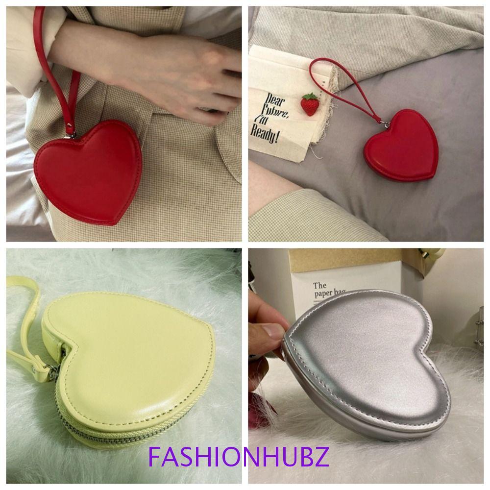 Fashionhubz กระเป๋าสตางค์ หนัง PU ทรงคลัทช์ สีแดง สไตล์เกาหลี สําหรับผู้หญิง