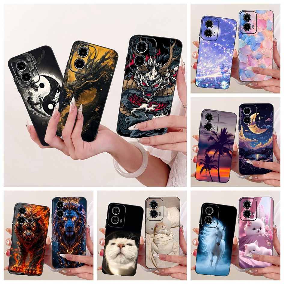 กันกระแทกสําหรับ Motorola Moto G24 G34 4G ปลอก XT2423-1 XT2363-2 Cool Dragon Lion การ์ตูนนุ่มสําหรับ