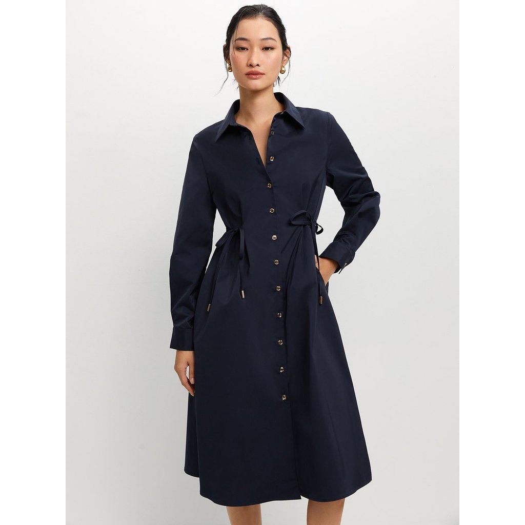 [Pomelo] เดรสแขนยาวแต่งโบว์ / Side Bow Long Sleeve Dress